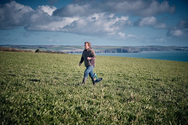 Adam measuring grass